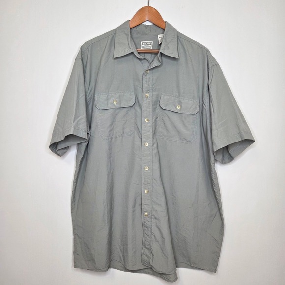L.L. Bean Other - LL Bean Mens XL Tall Short Sleeve Button Down Shirt Sage Green Nylon Blend